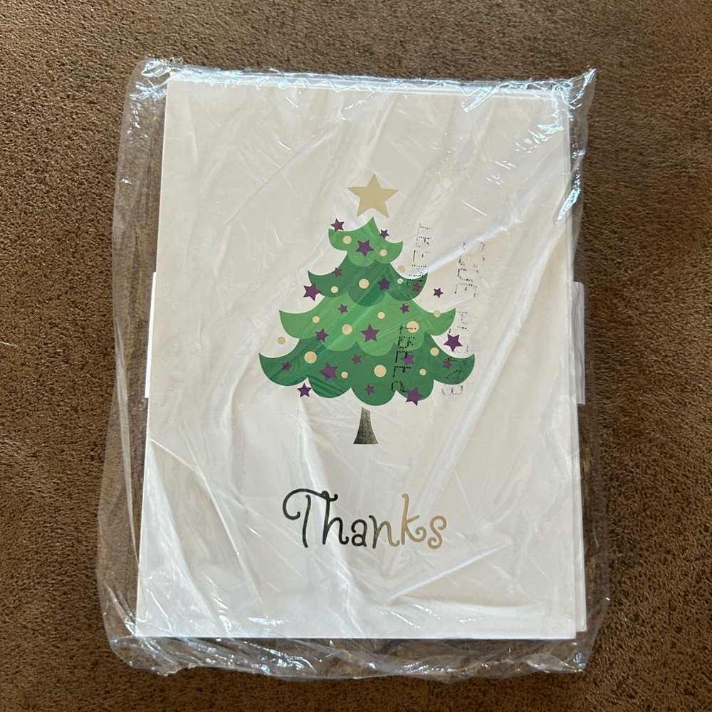 Festive Christmas Tree “Thanks” Cards